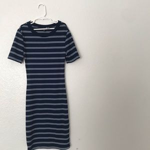 H&M Rib Knit Tshirt Dress, Blue & White Striped